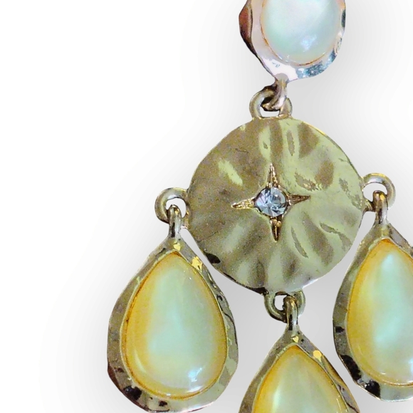 Elegant Gold and Cream Chandelier Earrings - Picture 3 of 3